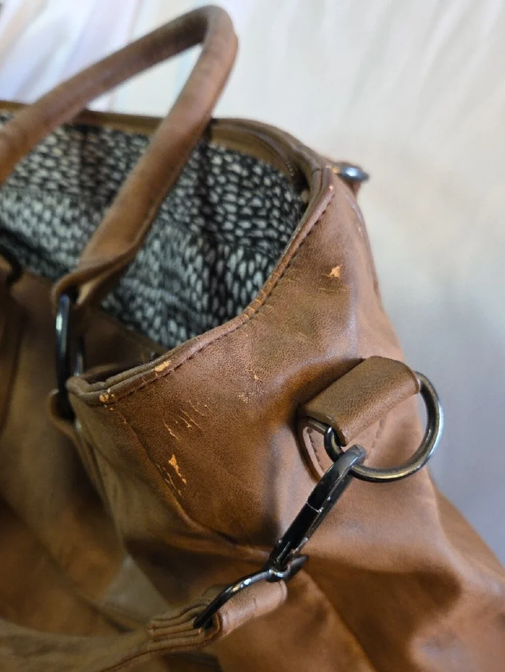 Brown Leather Woven Detail Baby Bag Tote -  Spacious Designer-Inspired Carryall